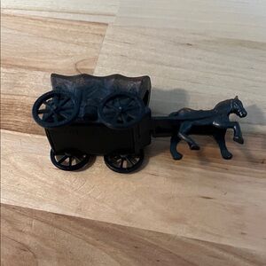 Vintage Black Horse-Drawn Carriage Figurine